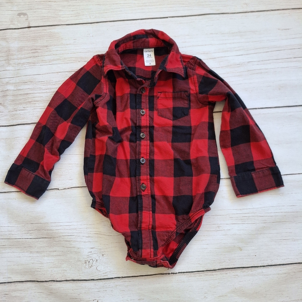 Carter's 24M Buffalo Plaid Long Sleeve Onesie